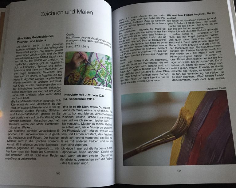 Buch "Begegnungswelten in der Kreativwerkstatt" der Forschungsgruppe Kreativwerkstatt - Beispielseite